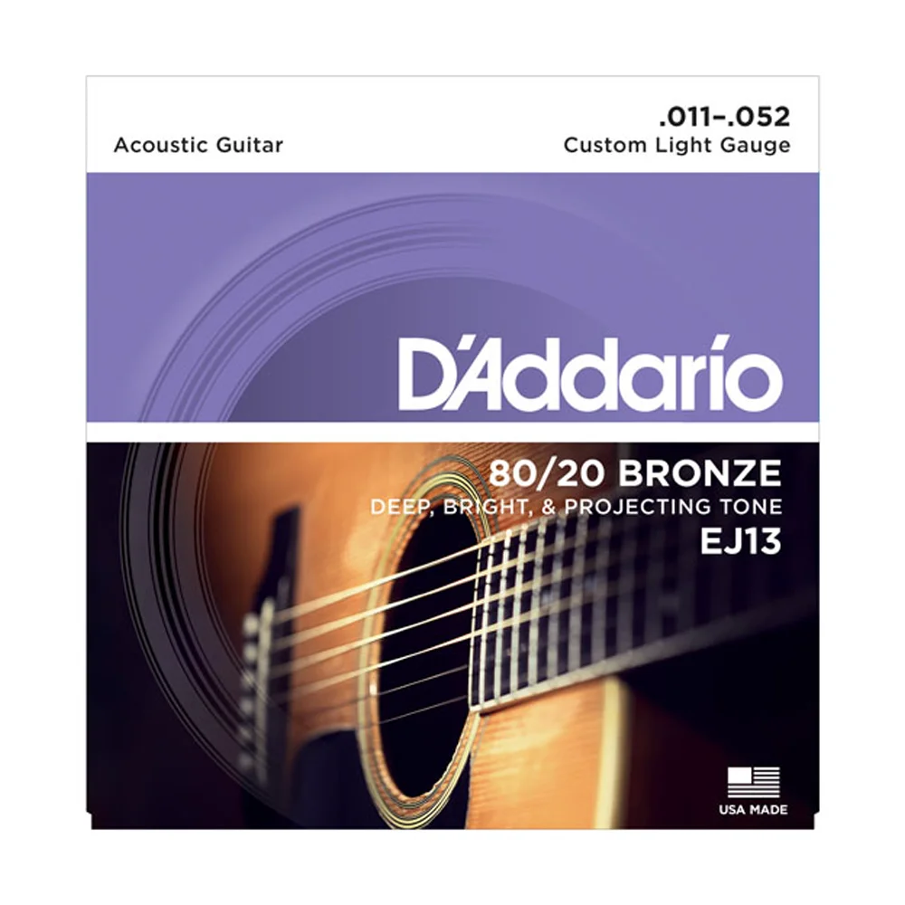 Комплект струн для акустической гитары D`Addario EJ13 11-52 light 6 шт