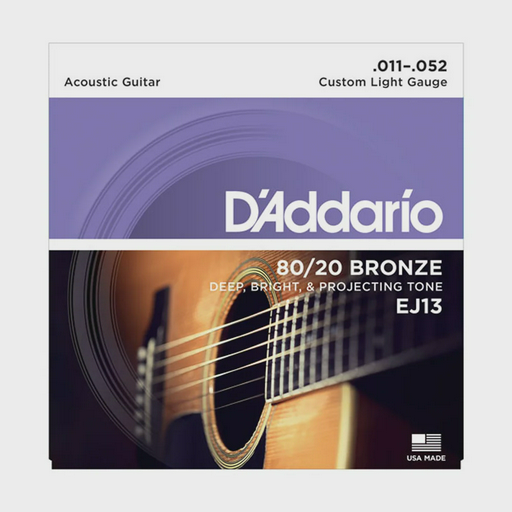 Комплект струн для акустической гитары D`Addario EJ13 11-52 light 6 шт