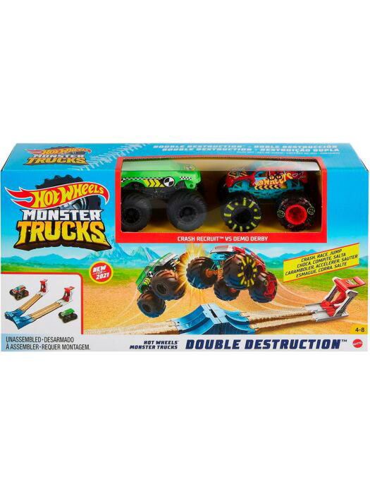 Игровой набор Hot Wheels Monster Trucks Двойное уничтожение купить,NaN