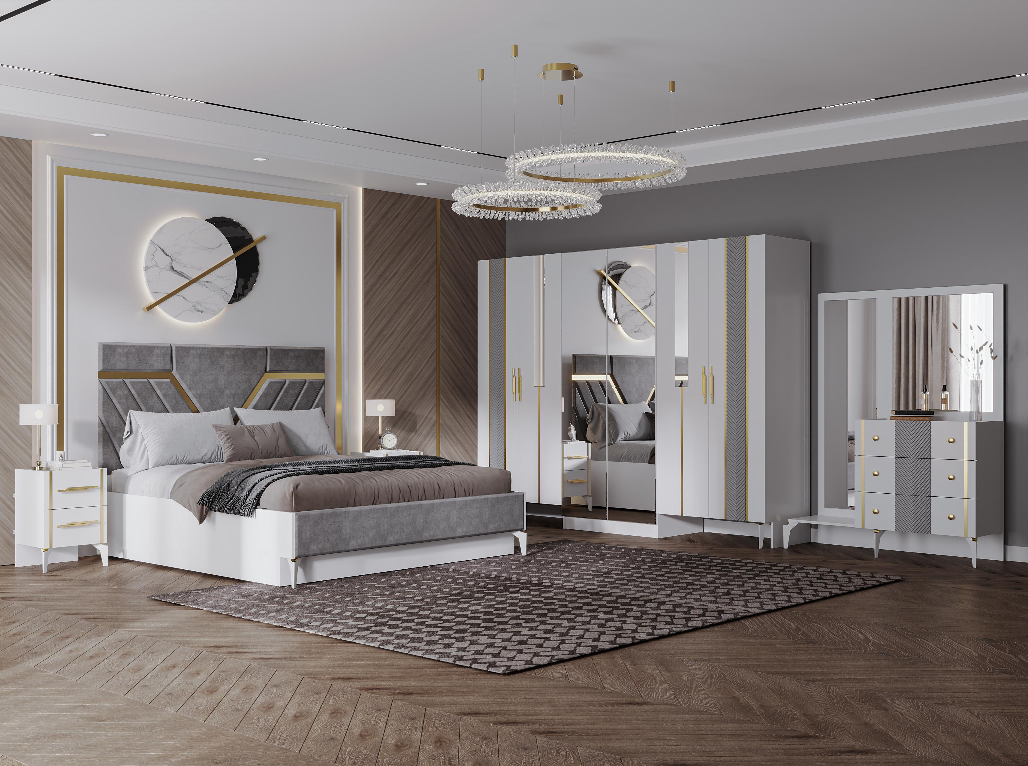 Гарнитур спальный Mebel Luxe Феликс серо-белый купить,NaN