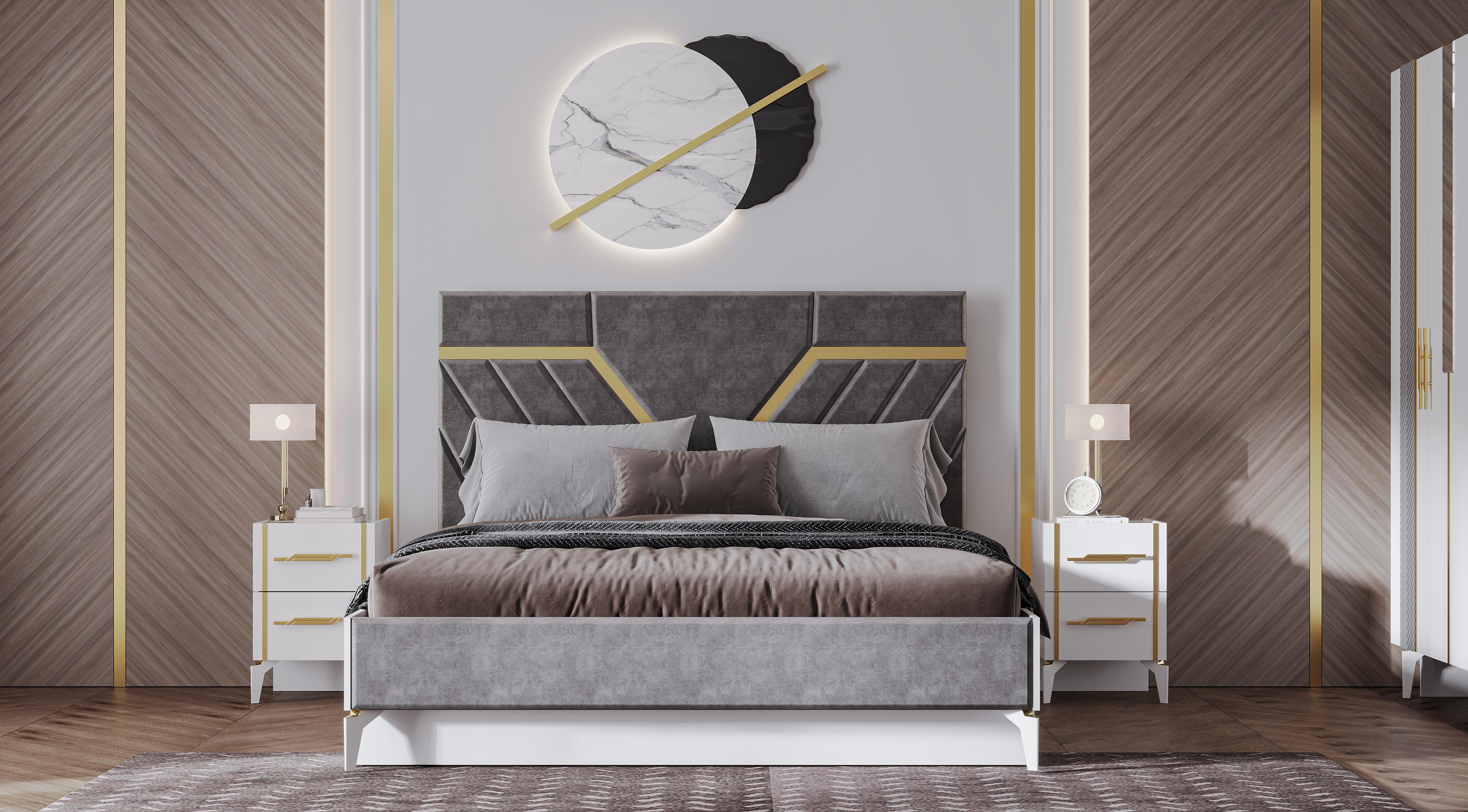 Гарнитур спальный Mebel Luxe Феликс серо-белый купить,NaN