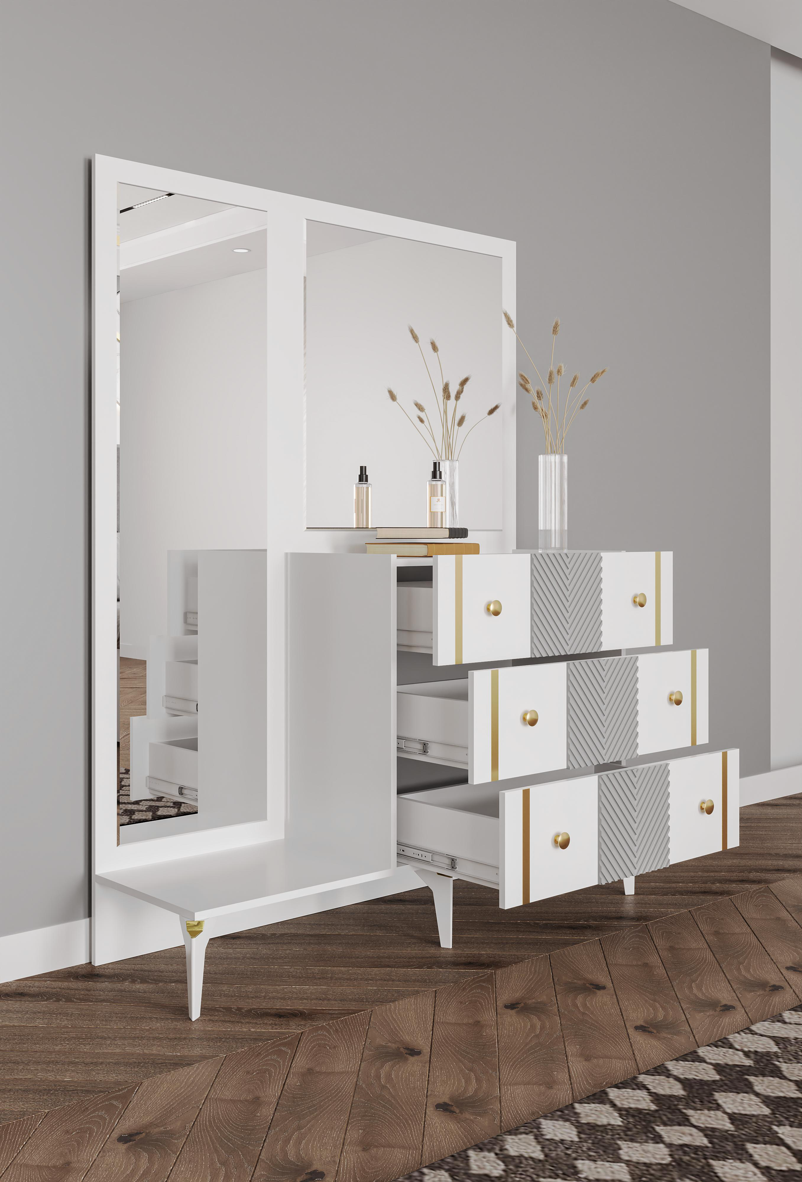 Гарнитур спальный Mebel Luxe Феликс серо-белый купить,NaN