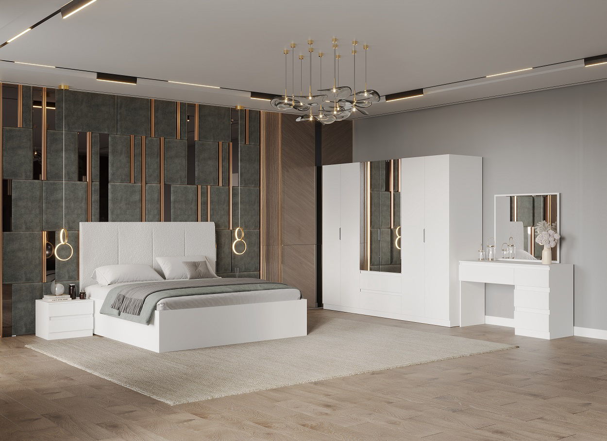 Гарнитур спальный Mebel Luxe Тедди 6Д белый купить,NaN
