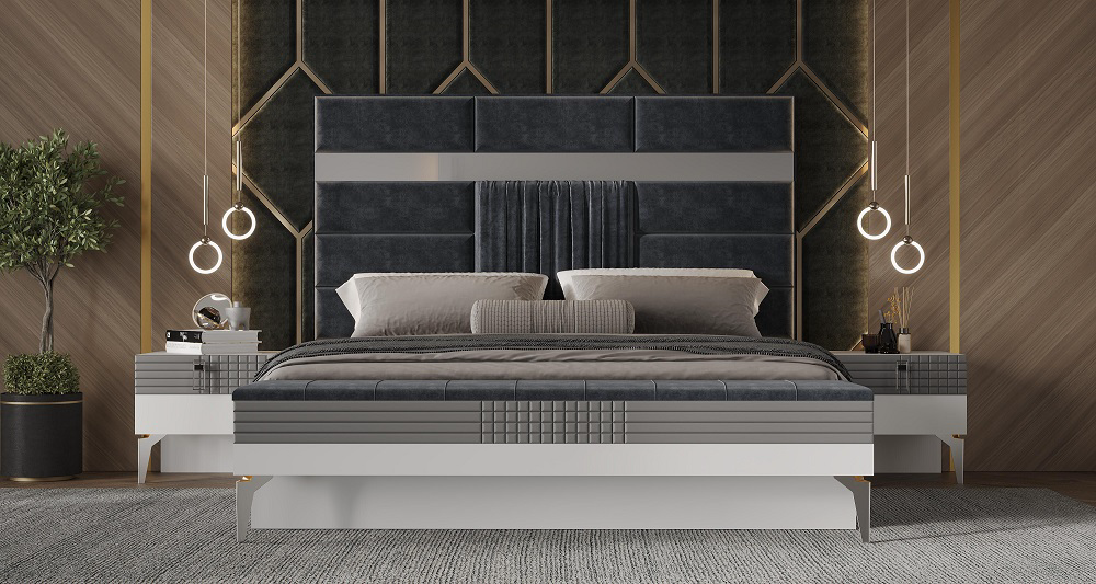 Гарнитур спальный Mebel Luxe Рио серо-белый купить,NaN
