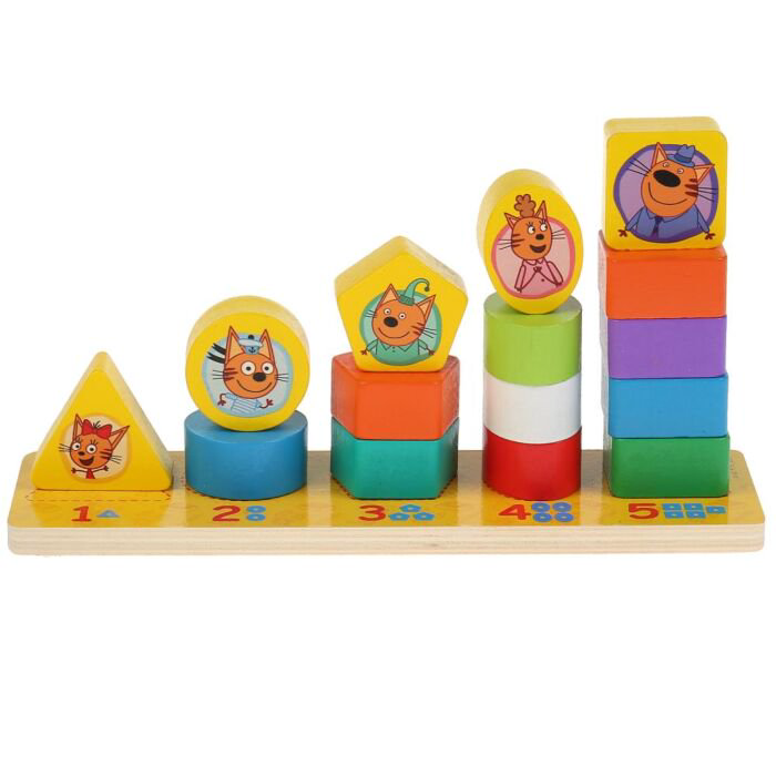 Игрушка Три кота Пирамидка    Мама папа я купить,NaN