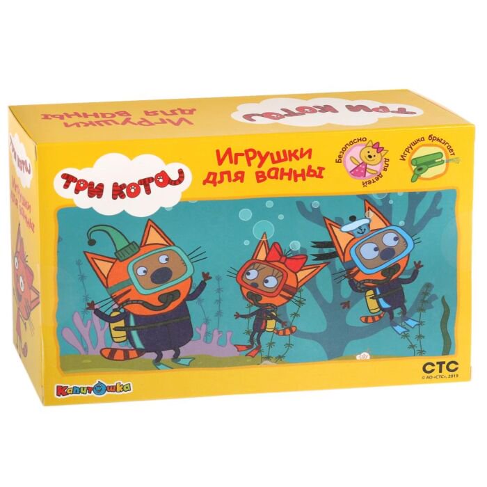 Игрушка для ванны  Три Кота Компот  Коржик Карамелька  купить,NaN