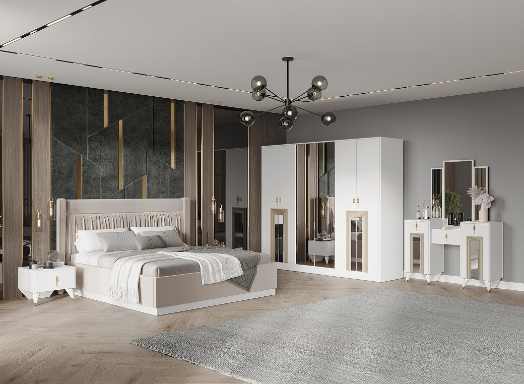 Гарнитур спальный Mebel Luxe София бело-бежевый купить,NaN