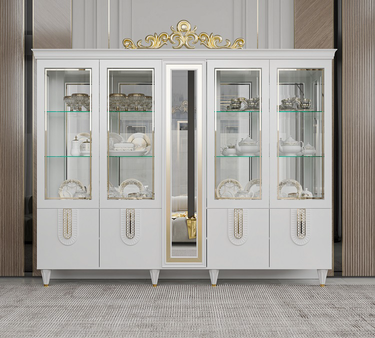Шкаф-витрина Mebel Luxe Аделина 5Д 200.5х200см белый купить,NaN