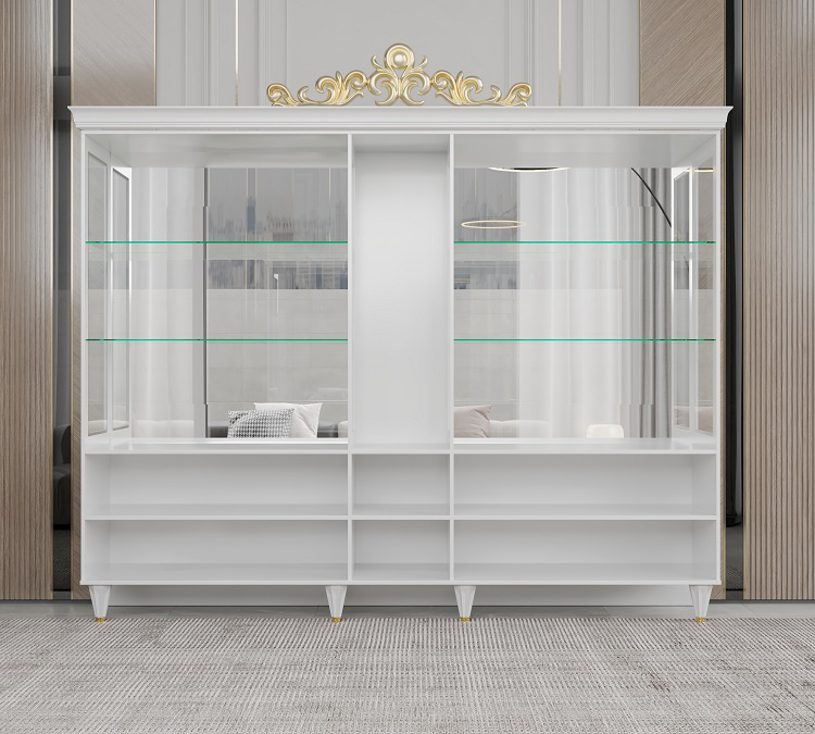 Шкаф-витрина Mebel Luxe Аделина 5Д 200.5х200см белый купить,NaN