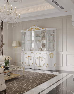 Шкаф-витрина Mebel Luxe Лиза 2 240х250см белый купить,NaN