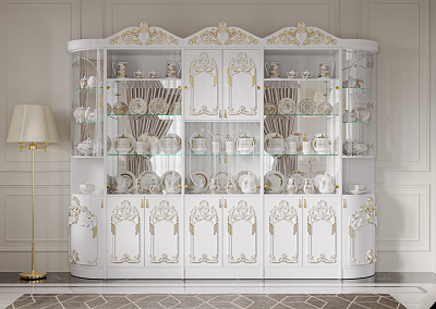 Шкаф-витрина Mebel Luxe Лиза люкс 320х245см белый купить,NaN