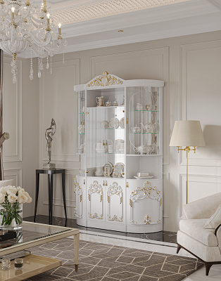 Шкаф-витрина Mebel Luxe Лиза люкс 1.6 160х245см белый купить,NaN