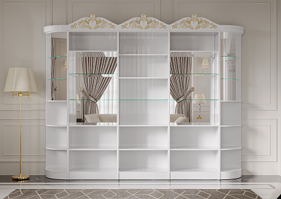 Шкаф-витрина Mebel Luxe Лиза люкс 320х245см белый купить,NaN
