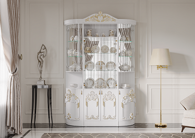 Шкаф-витрина Mebel Luxe Лиза люкс 1.6 160х245см белый купить,NaN