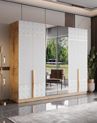 Шкаф Mebel Luxe Молли 6Д 230х270х60см серо-белый купить,NaN