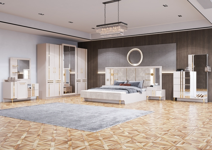 Спальня Bella Mebel Flora 6дв БМСГ21 белый с золотом купить,NaN