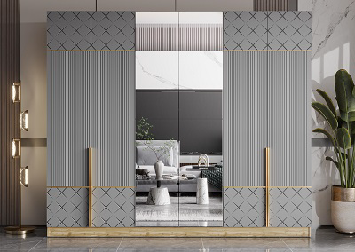 Шкаф Mebel Luxe Молли 6Д 230х270х60см серо-белый купить,NaN