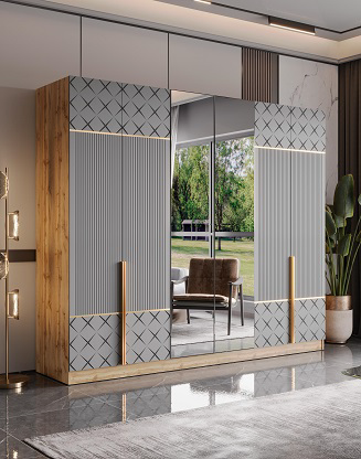 Шкаф Mebel Luxe Молли 6Д 230х270х60см серо-белый купить,NaN