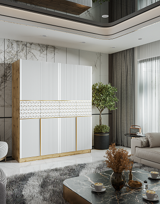Шкаф Mebel Luxe Мерс 4Д 215х180х52см бежево-белый купить,NaN