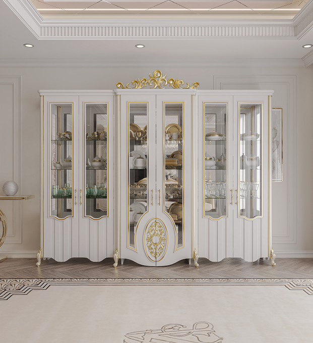 Шкаф-витрина Mebel Luxe Карина 286х245см белый купить,NaN