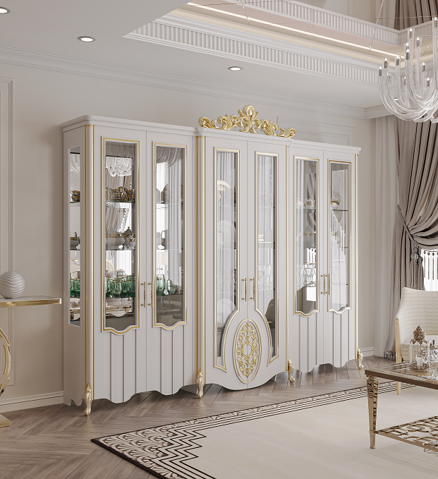 Шкаф-витрина Mebel Luxe Карина 286х245см белый купить,NaN