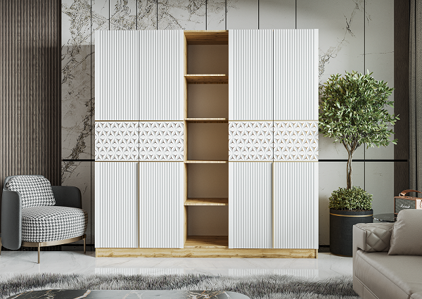 Шкаф Mebel Luxe Мерс 5Д 215х210х52см бежево-белый купить,NaN