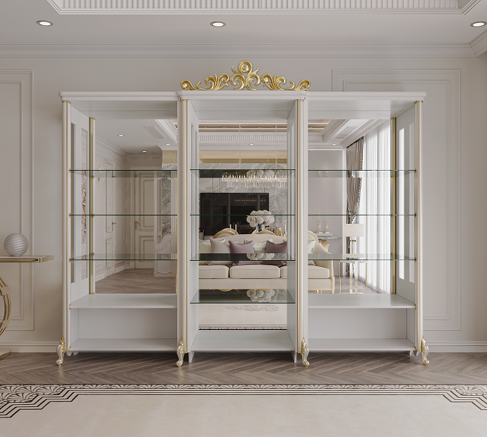 Шкаф-витрина Mebel Luxe Карина 286х245см белый купить,NaN