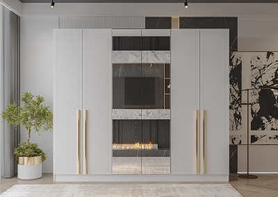 Шкаф Mebel Luxe Инфинит 210х240х60см бело-серый с золотом купить,NaN