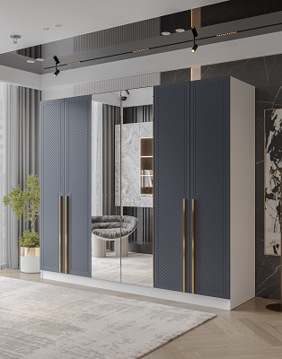 Шкаф Mebel Luxe Инфинит 210х240х60см бело-серый с золотом купить,NaN