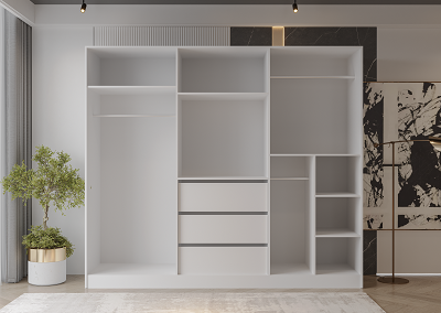 Шкаф Mebel Luxe Инфинит 210х240х60см бело-серый с золотом купить,NaN