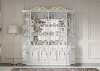 Шкаф-витрина Mebel Luxe Лиза люкс 240х250см белый купить,NaN