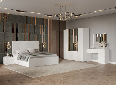 Гарнитур спальный Mebel Luxe Тедди 4Д белый купить,NaN