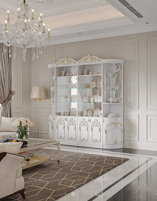 Шкаф-витрина Mebel Luxe Лиза люкс 240х250см белый купить,NaN