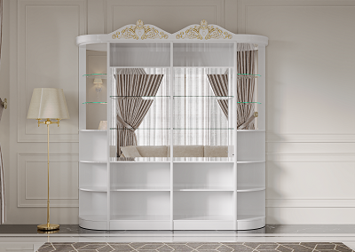 Шкаф-витрина Mebel Luxe Лиза люкс 240х250см белый купить,NaN