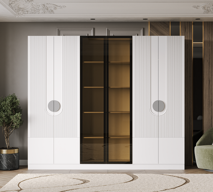 Шкаф Mebel Luxe Милан 280х220см серо-белый купить,NaN