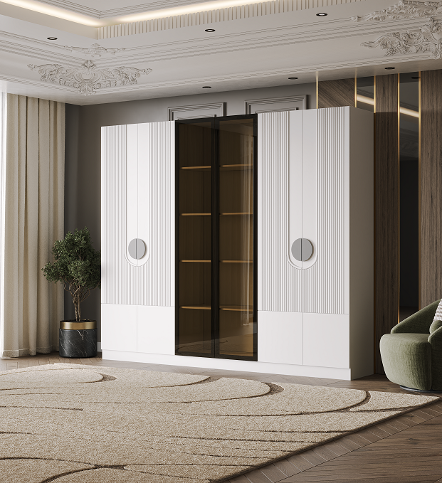 Шкаф Mebel Luxe Милан 280х220см серо-белый купить,NaN