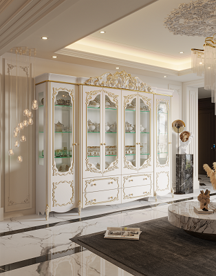 Шкаф-витрина Mebel Luxe Венеция 300х250см белый купить,NaN