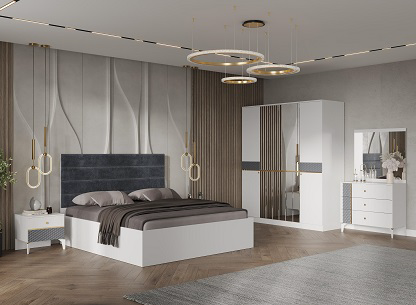 Гарнитур спальный Mebel Luxe Ева серо-белый купить,NaN