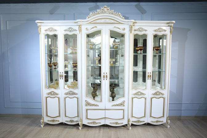 Шкаф-витрина Mebel Luxe Элиза 6Д 286х250см белый купить,NaN