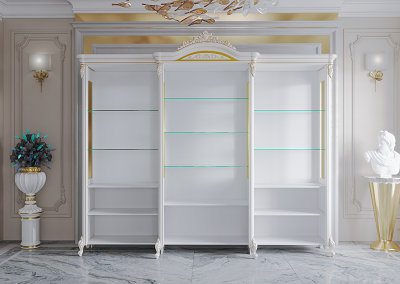 Шкаф-витрина Mebel Luxe Элиза 6Д 286х250см белый купить,NaN