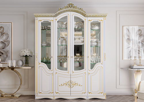 Шкаф-витрина Mebel Luxe Афина 4Д 200.5х265см белый купить,NaN