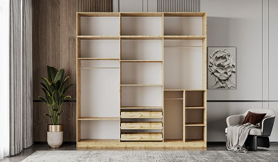 Шкаф Mebel Luxe Альфа 2,8 280х230см коричнево-белый с золотом купить,NaN