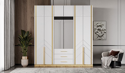 Шкаф Mebel Luxe Альфа 2,8 280х230см коричнево-белый с золотом купить,NaN
