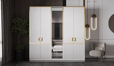 Шкаф Mebel Luxe Лия 230х226х60см белый с золотом купить,NaN