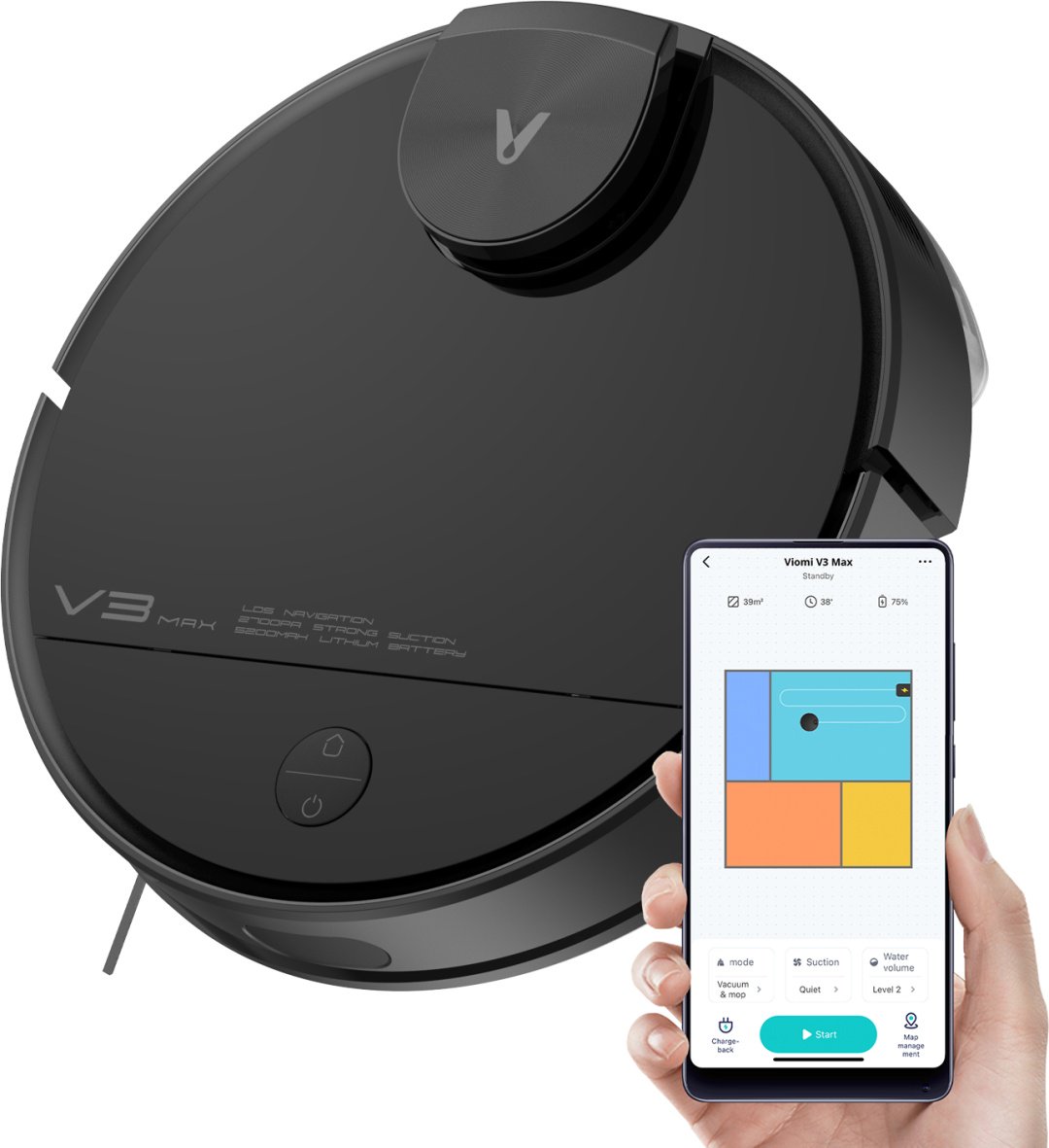 Робот-пылесос Viomi Robot Vacuum Cleaner V3 Max черный купить,NaN