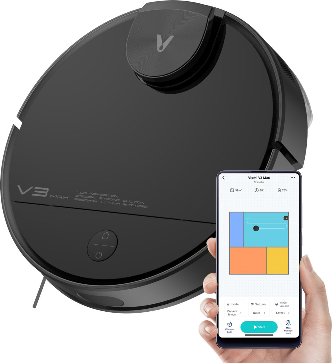 Робот-пылесос Viomi Robot Vacuum Cleaner V3 Max черный купить,NaN