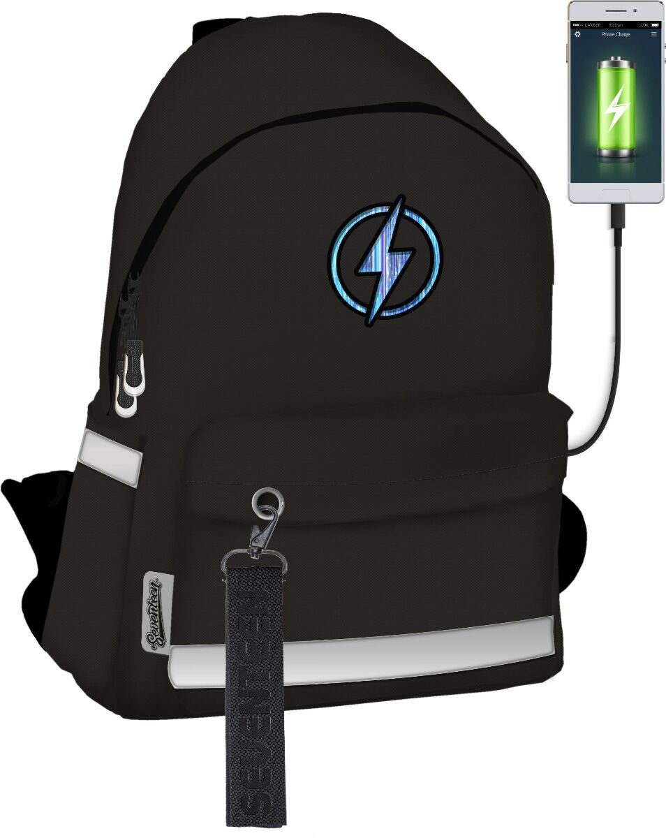 Рюкзак Seventeen Color optic fiber Powerbank в комплекте Размер 38x24x14 см Черный купить,NaN