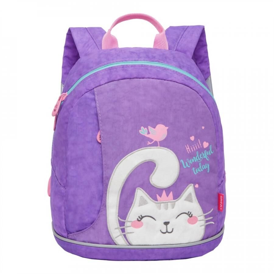Рюкзак Grizzly для дошкольников для девочки Kids Cat лаванда купить,NaN