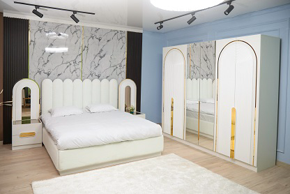 Гарнитур спальный Mebel Luxe Айлин белый с золотом купить,NaN