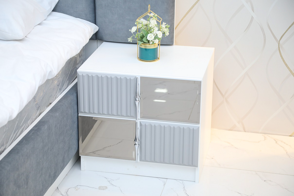 Гарнитур спальный Mebel Luxe Моника серо-белый с золотом купить,NaN